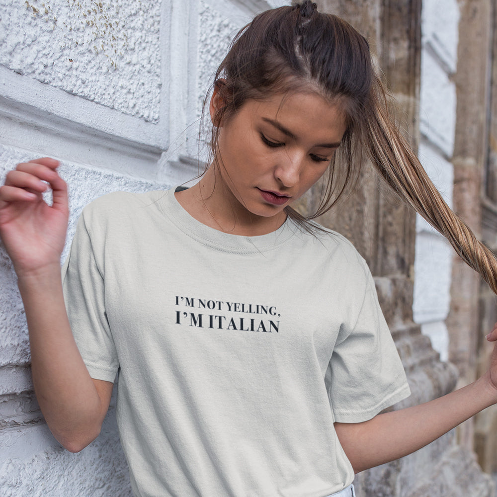 I’m Not Yelling, I’m Italian Embroidered Oversized Faded T-shirt